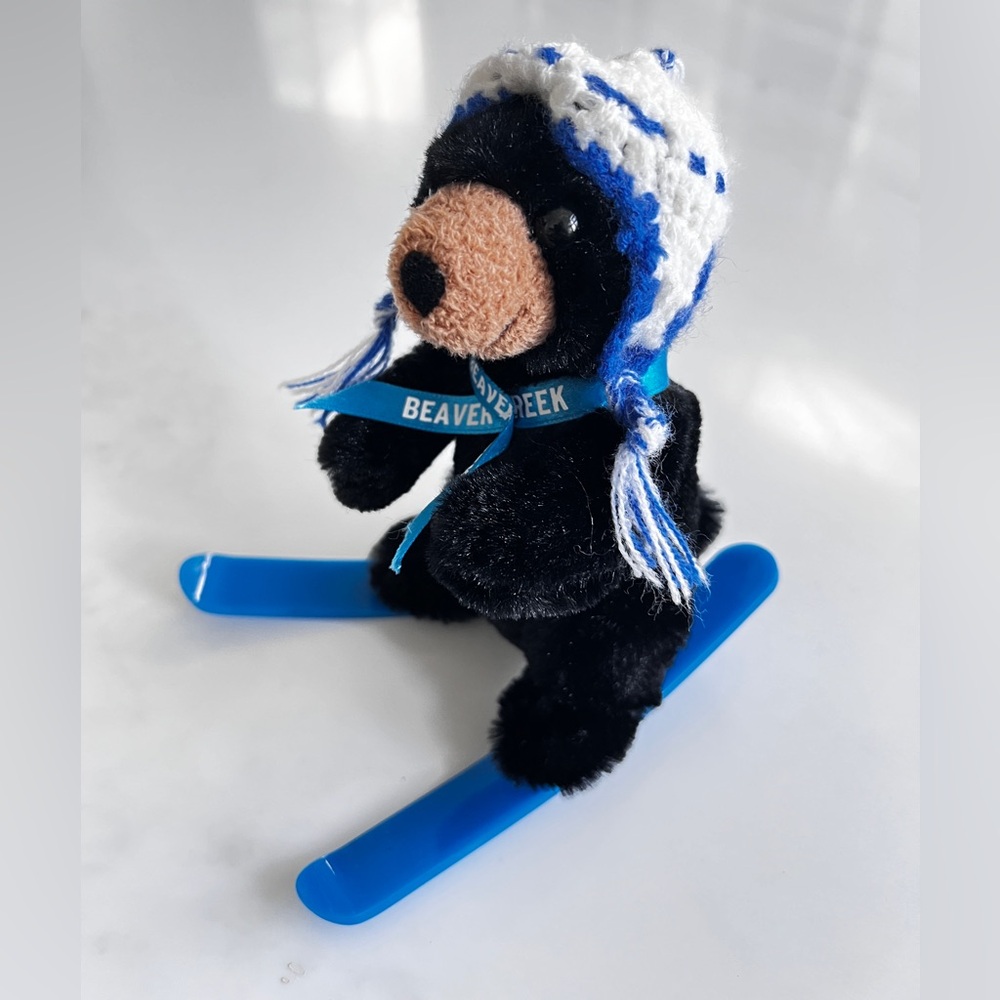 Beaver Creek skiing black bear 6" on skis 2008 stuffed animal house nWOT